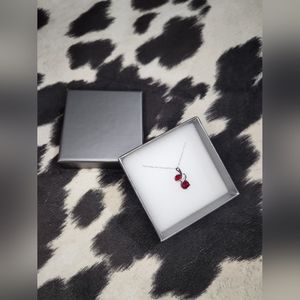 Sterling Silver 925 Garnet-Like Necklace